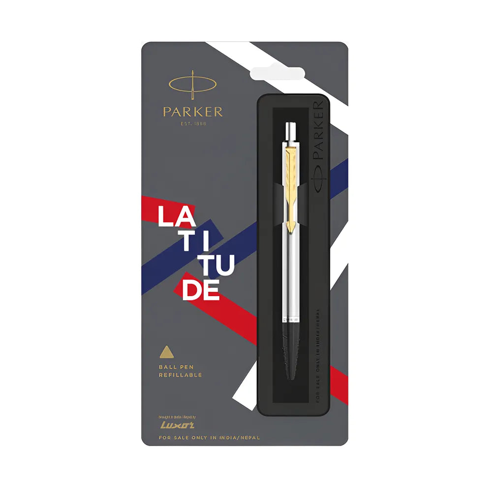 Parker Latitude Stainless Steel Gold Trim Ballpoint Pen