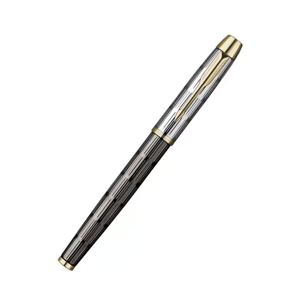 Parker IM Metal Twin Chiselled GT Rollerball Pen