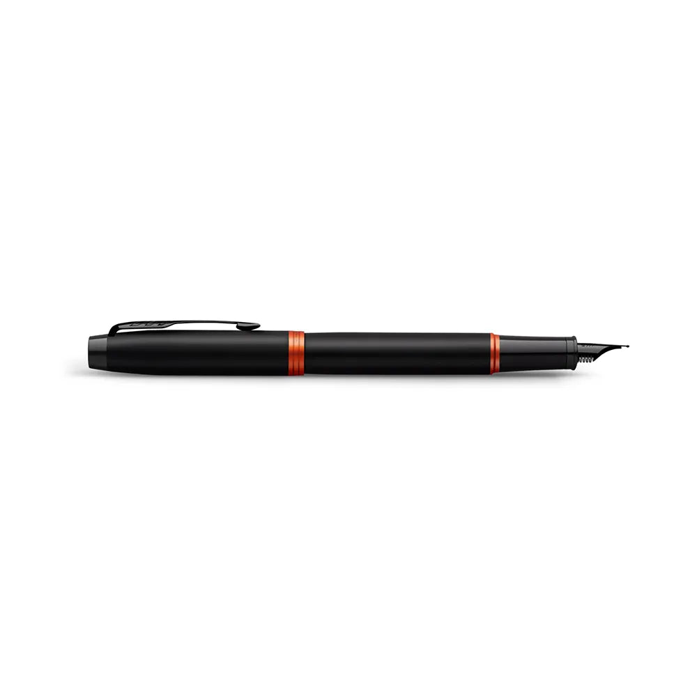 Parker IM Flame Orange Black Trim Fountain Pen - Medium Nib