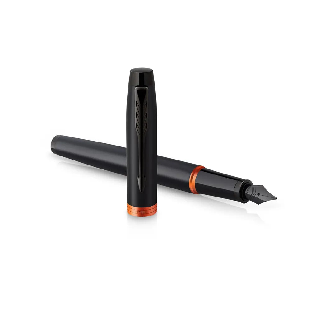 Parker IM Flame Orange Black Trim Fountain Pen - Medium Nib