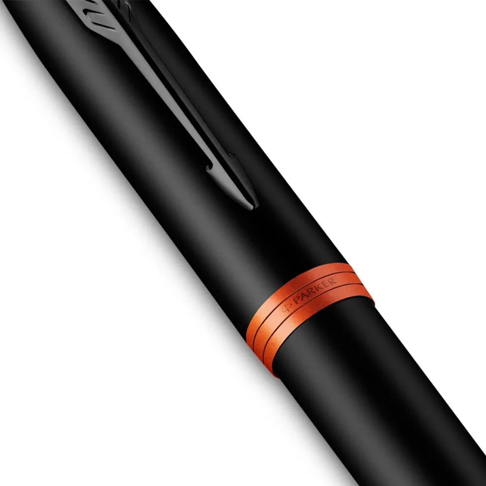Parker IM Flame Orange Black Trim Fountain Pen - Medium Nib