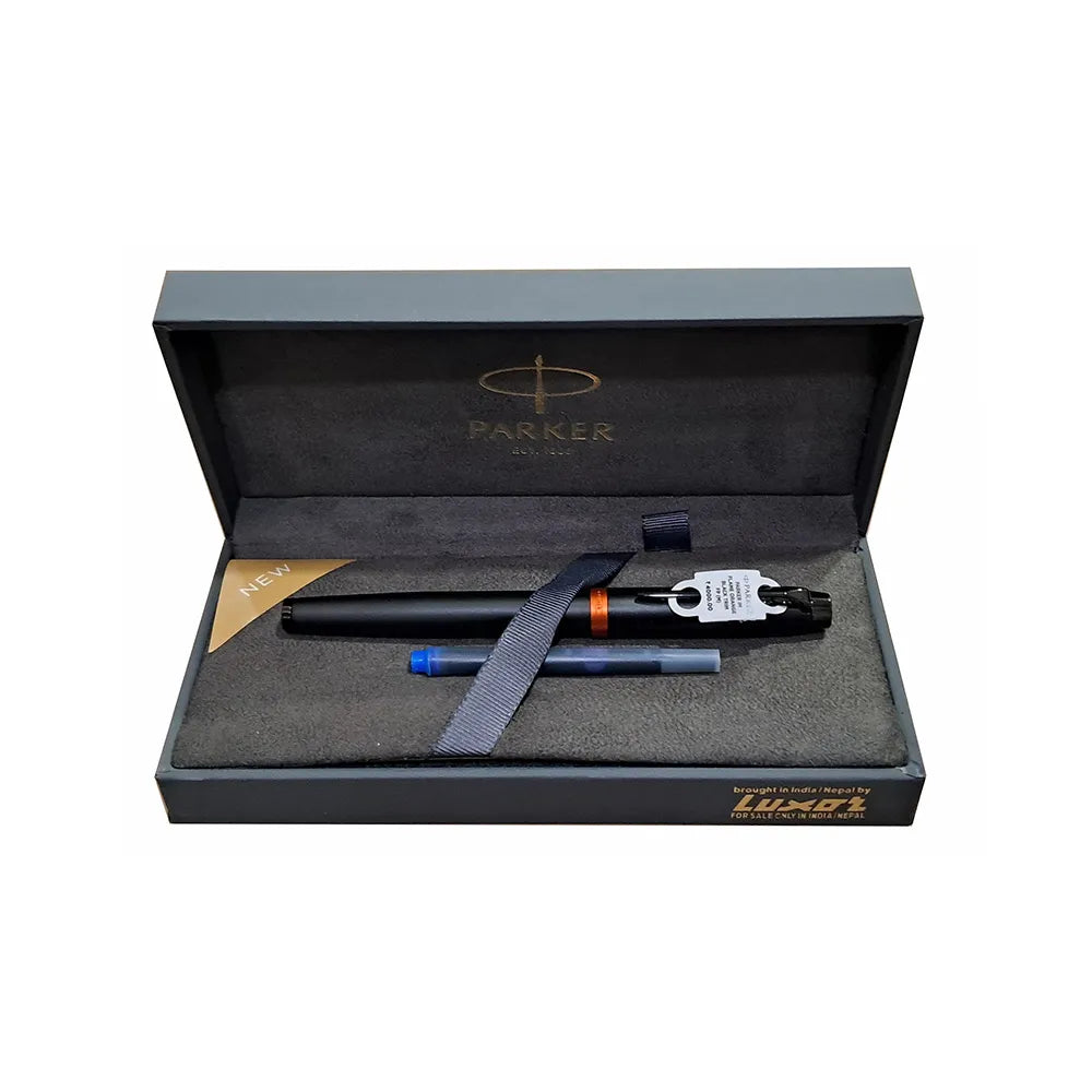 Parker IM Flame Orange Black Trim Fountain Pen - Medium Nib