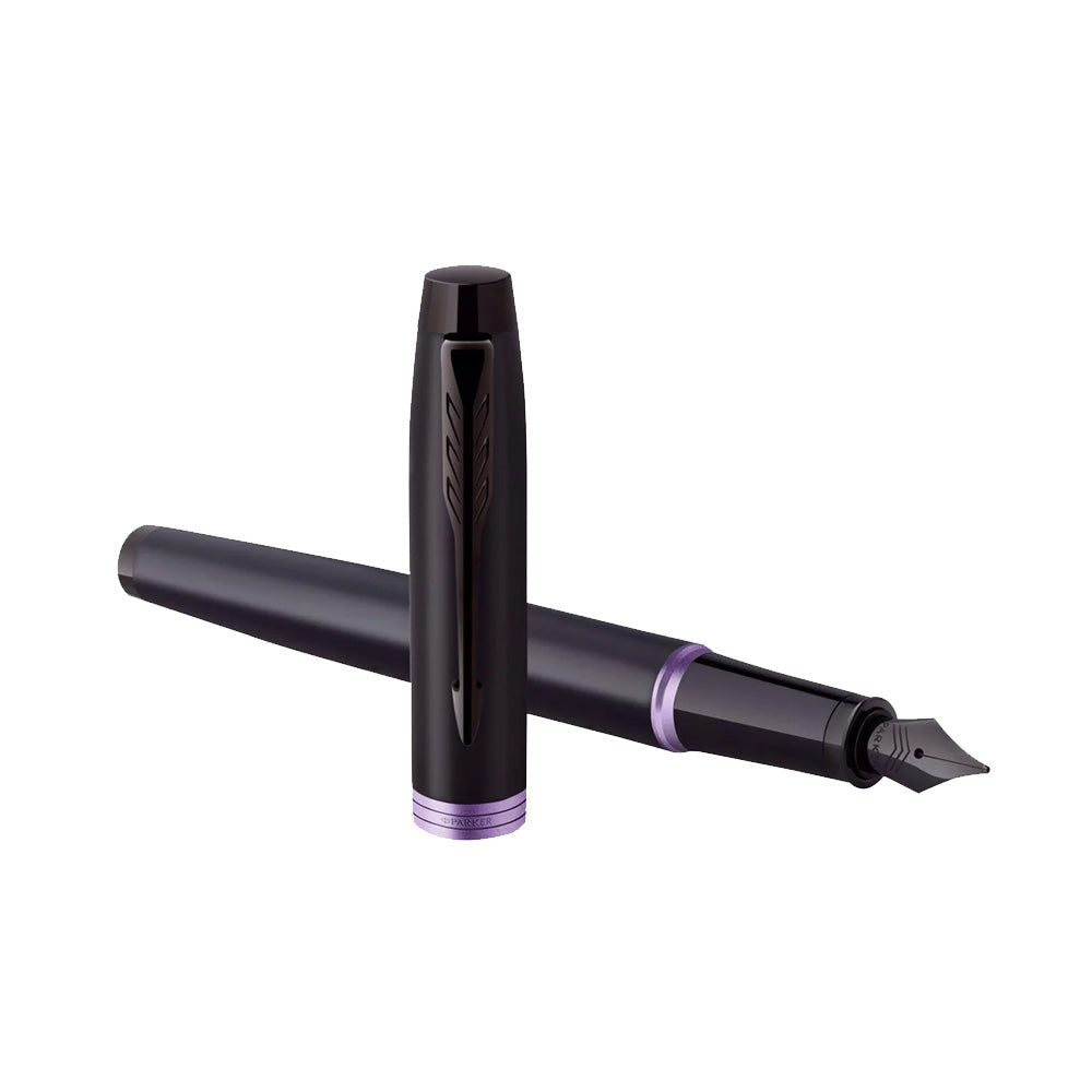 Parker IM Amethyst Purple Black Metal Trim Fountain Pen - Medium Nib