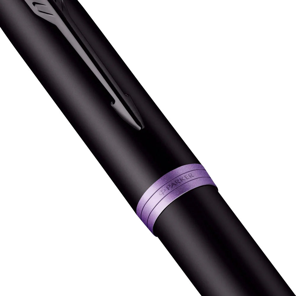 Parker IM Amethyst Purple Black Metal Trim Fountain Pen - Fine Nib