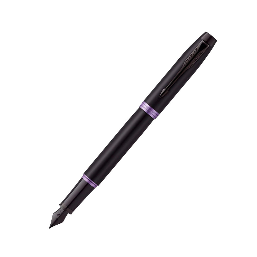 Parker IM Amethyst Purple Black Metal Trim Fountain Pen - Fine Nib