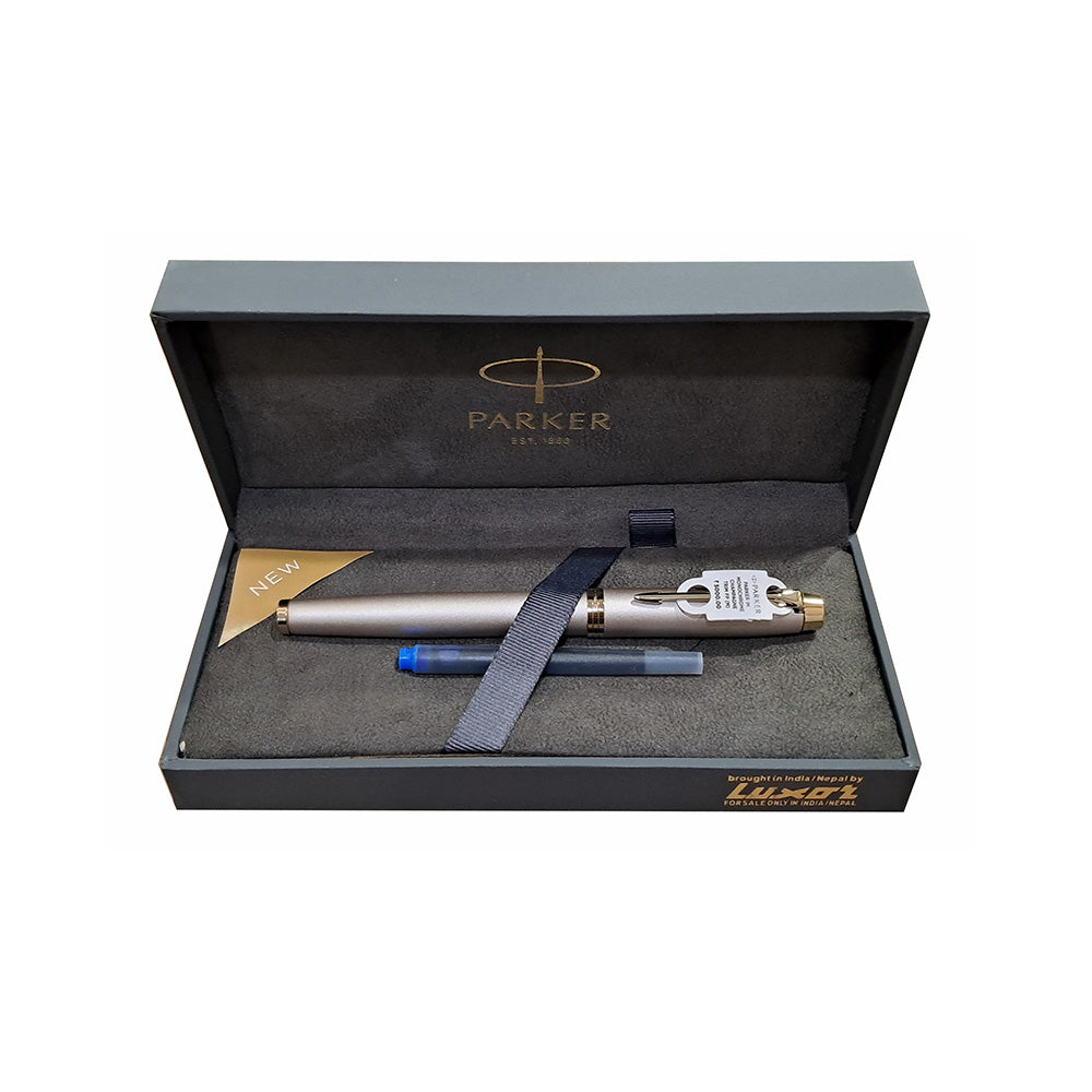 Parker IM Monochrome Champagne Trim Fountain Pen - Medium Nib