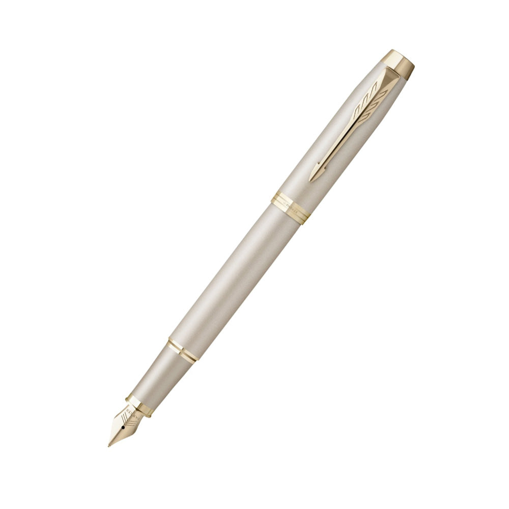 Parker IM Monochrome Champagne Trim Fountain Pen - Medium Nib