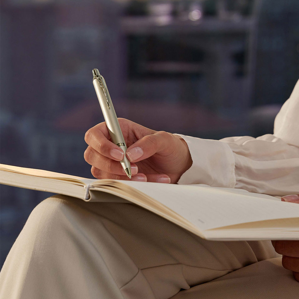 Parker IM Monochrome Champagne Trim Ballpoint Pen