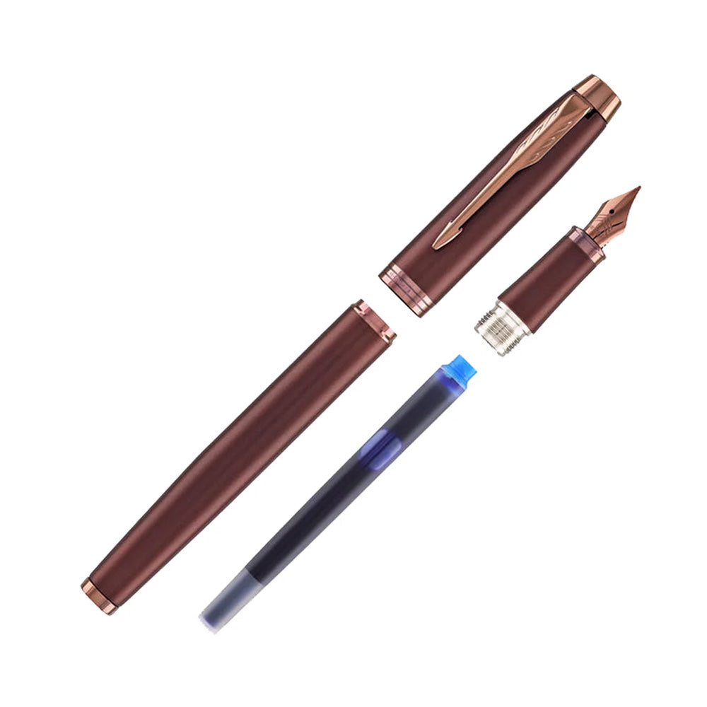Parker IM Monochrome Burgundy Trim Fountain Pen - Fine Nib