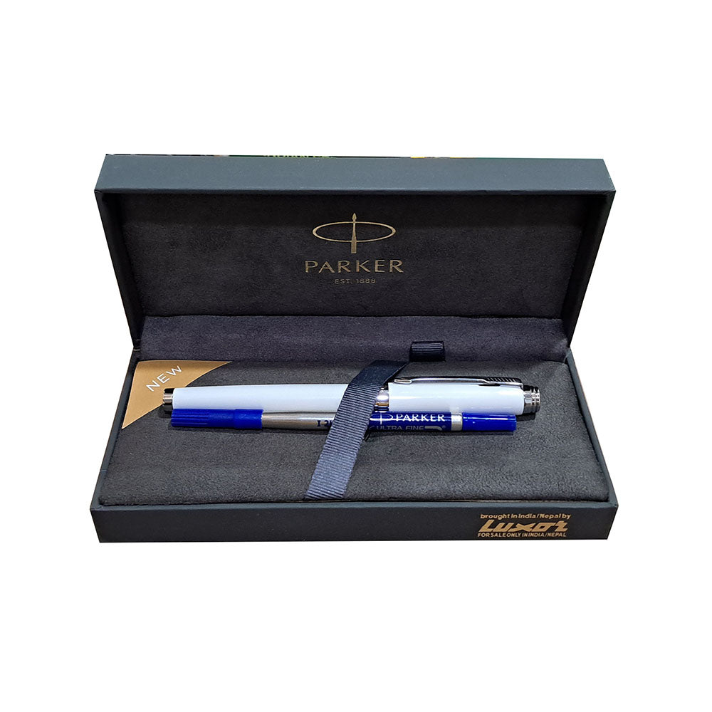 Parker Ambient White Chrome Trim Rollerball Pen