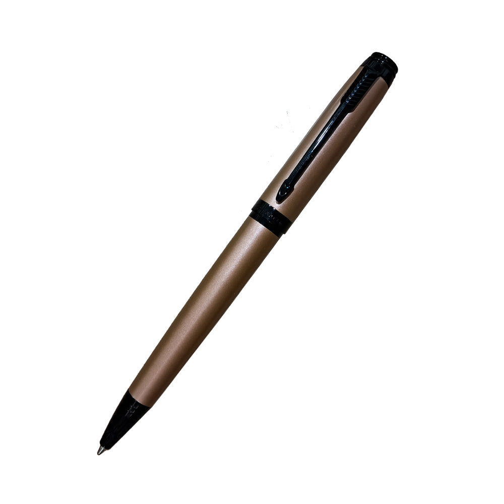 Parker Ambient Rose Gold BMT Ball Pen All-Over Rose Gold Lacquered Cap And Barrel With Black Metal Grip, Highlighted By Black Metal Plated Trim. Twist Mechanism, Fitted With Standard Ball Point Refill. Colour - Rose Gold with Black Metal Plated Trim Body : Rose Gold Lacquered Barrel with Black Metal Grip Solid Body Type Nib Grade - Ball Point Mechanism - Twist Action
