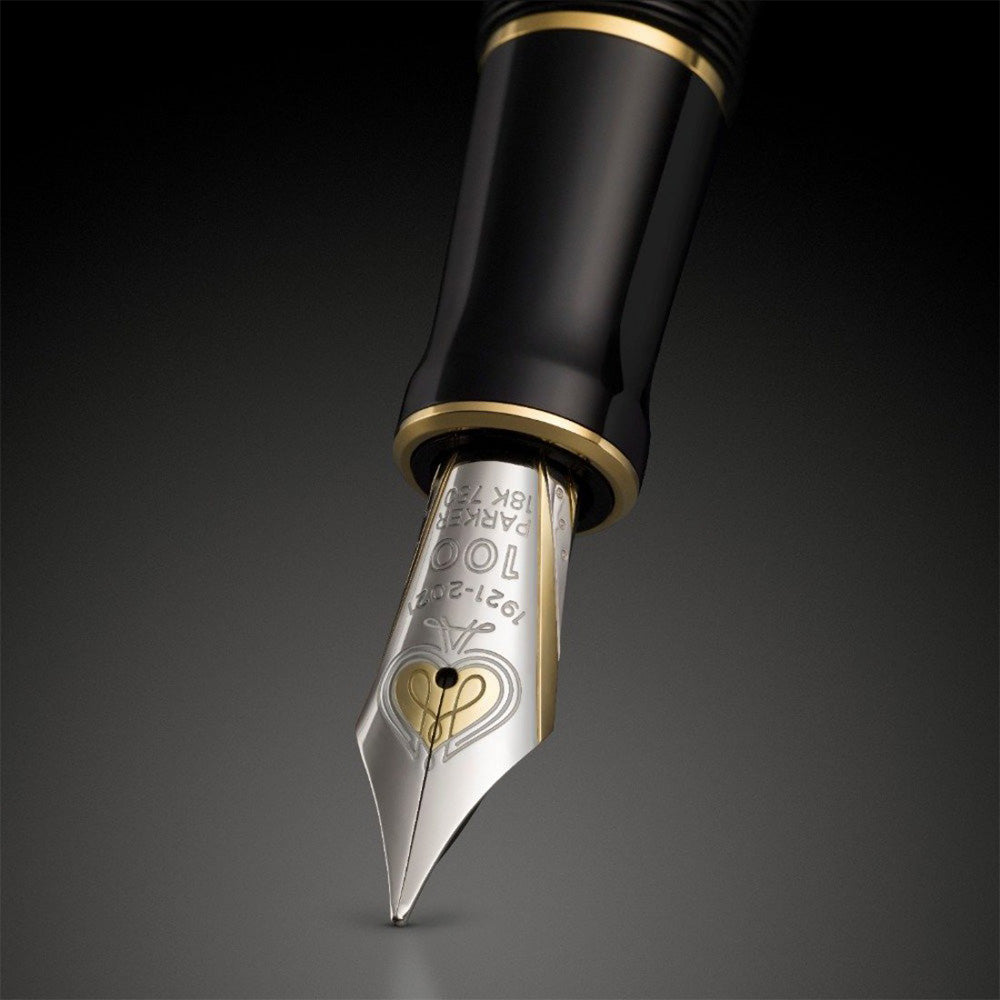 Parker Duofold Black with GT 100th Anniversary Centennial L.E. Fountain Pen - 18Kt Gold Fine Nib