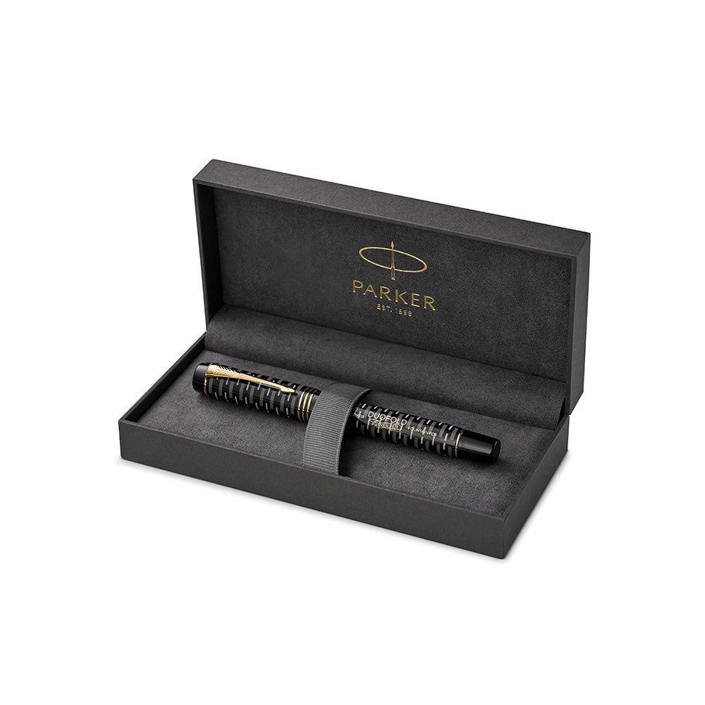 Parker Duofold Black with GT 100th Anniversary Centennial L.E. Fountain Pen - 18Kt Gold Fine Nib
