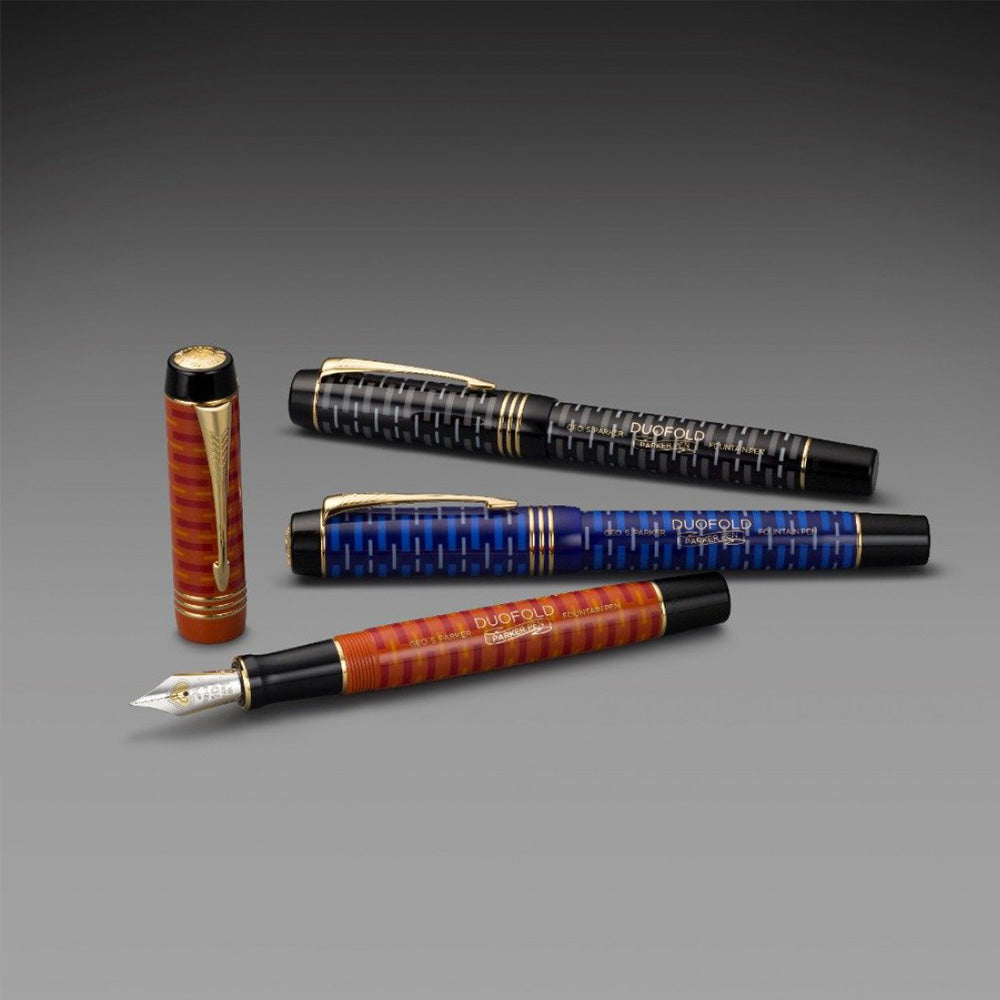 Parker Duofold Red with GT 100th Anniversary Centennial L.E. Fountain Pen - 18Kt Gold Medium Nib