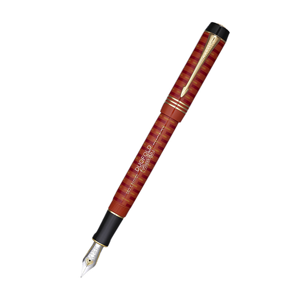 Parker Duofold Red with GT 100th Anniversary Centennial L.E. Fountain Pen - 18Kt Gold Medium Nib