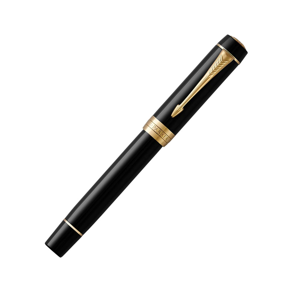 Parker Duofold Classic Black GT Fountain - 18Kt Gold Fine Nib