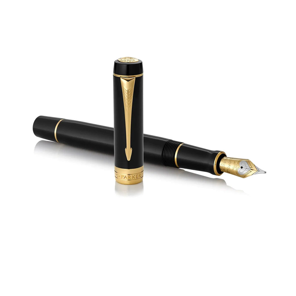 Parker Duofold Classic Black GT Fountain - 18Kt Gold Fine Nib