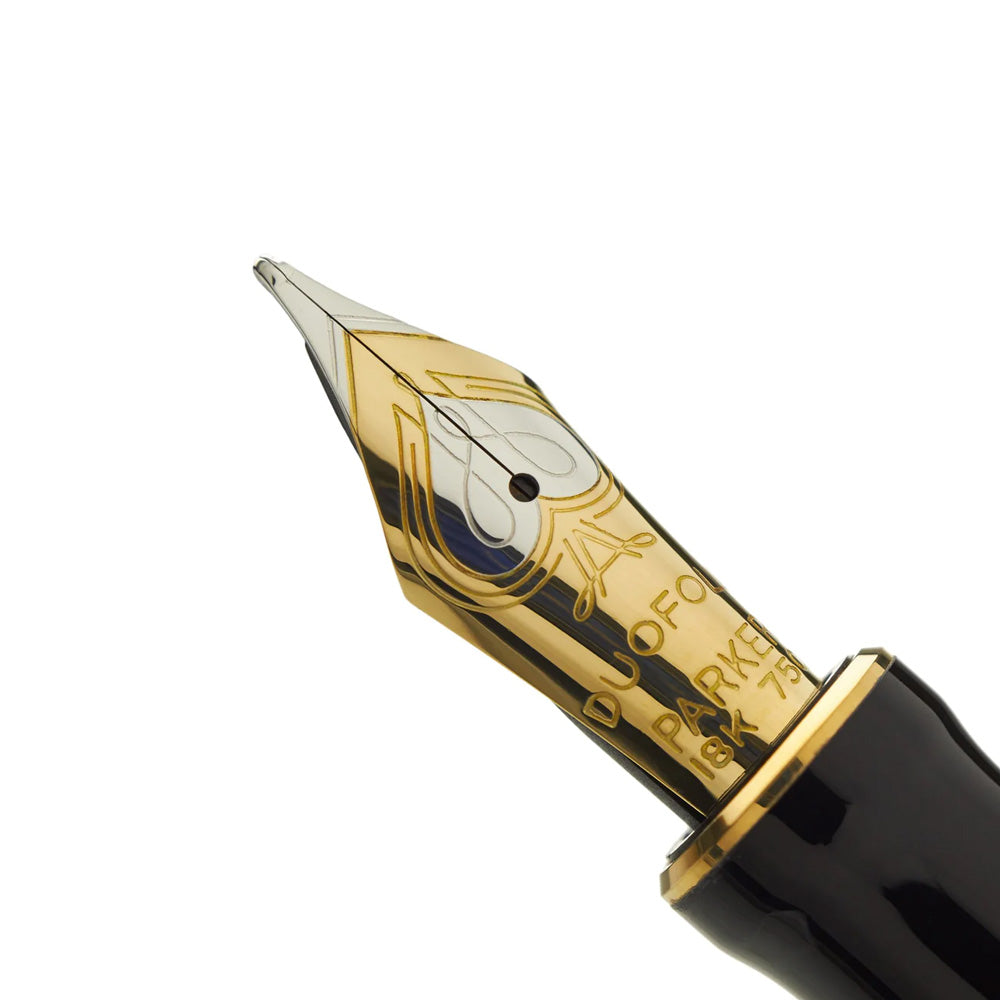 Parker Duofold Classic Black GT Fountain - 18Kt Gold Fine Nib