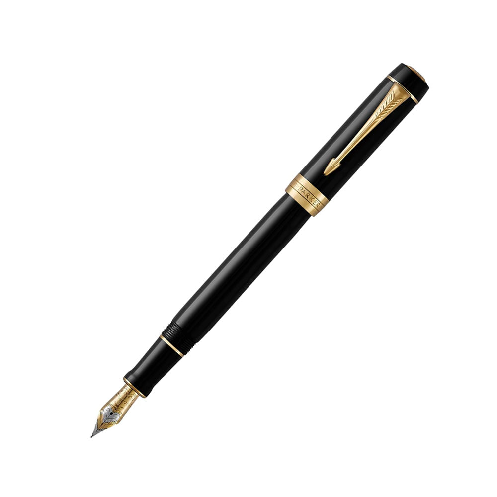 Parker Duofold Classic Black GT Fountain - 18Kt Gold Medium Nib