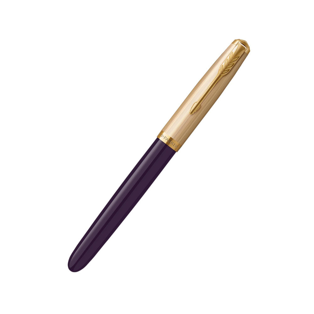 Parker 51 Deluxe Plum with Gold Trim Fountain Pen – 18Kt Gold Medium Nib