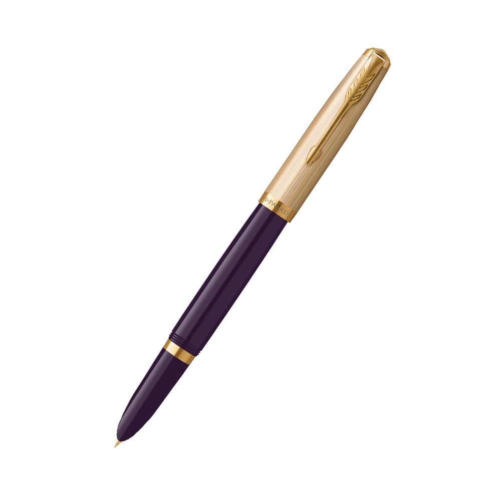 Parker 51 Deluxe Plum with Gold Trim Fountain Pen – 18Kt Gold Medium Nib