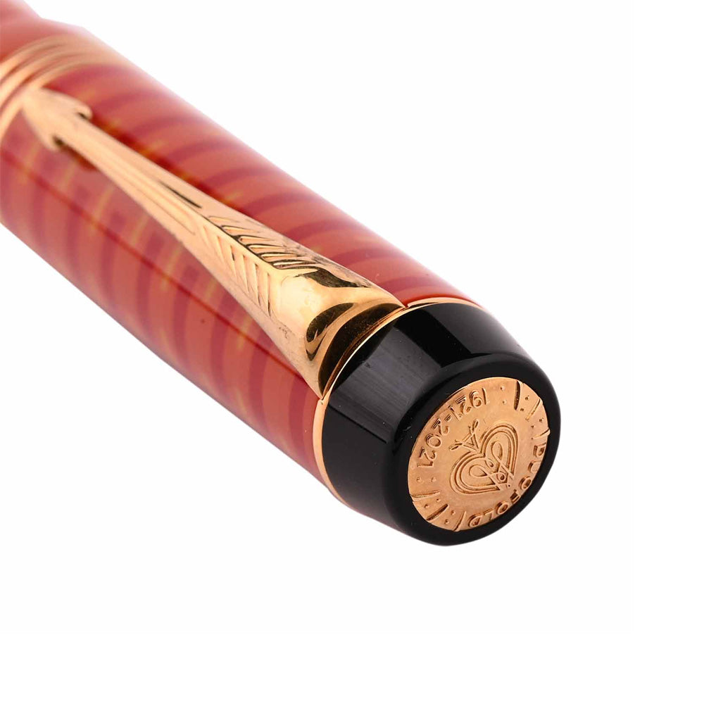 Parker Duofold 100th Big Red Resin Gold Trim Limited Edition Fountain Pen - 18Kt Gold Medium Nib