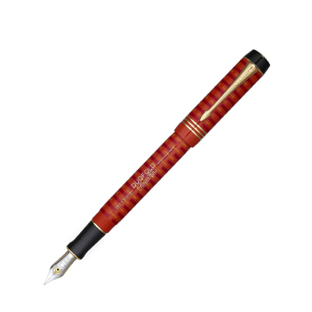 Parker Duofold 100th Big Red Resin Gold Trim Limited Edition Fountain Pen - 18Kt Gold Medium Nib