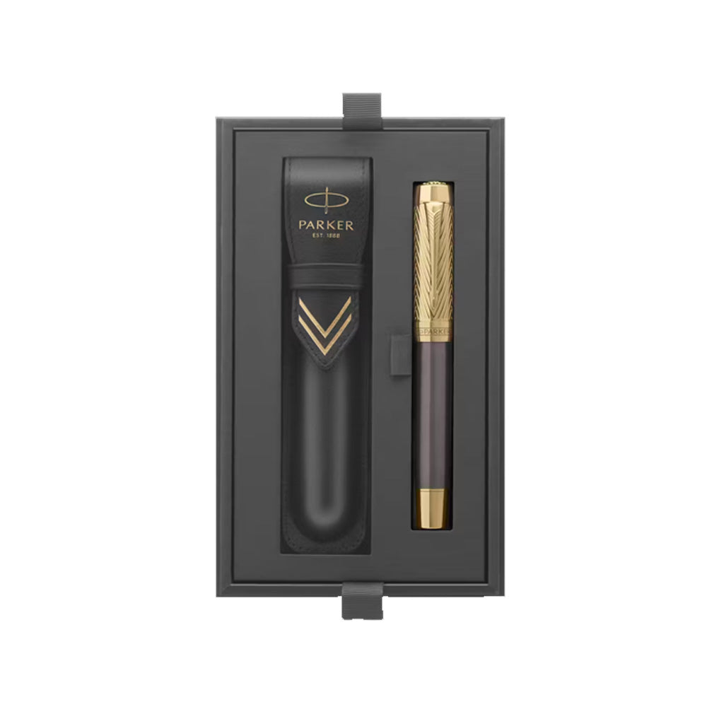 Parker Duofold Pioneers Collection Grey Lacquer & Gold Trim Fountain Pen - 18Kt Gold Medium Nib