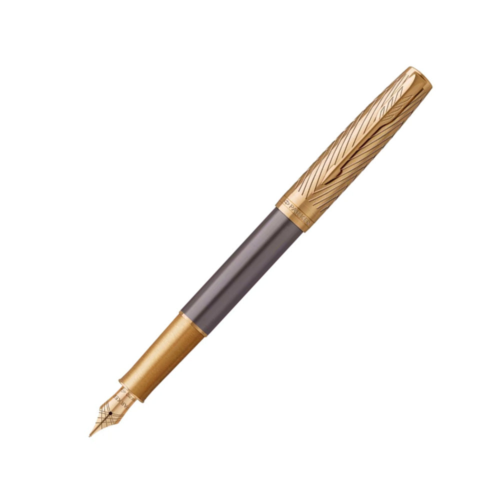 Parker Sonnet Pioneers Collection Grey Lacquer GT Fountain Pen - 18Kt Gold Fine Nib