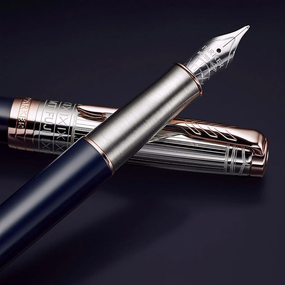 Parker Sonnet Mt. Fuji Special Edition Blue Lacquer with PGT Fountain Pen - 18Kt Gold Rhodium-Plated Fine Nib