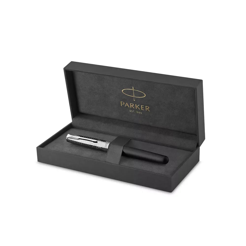 Parker Sonnet Matte Black Lacquer with Palladium-plated Trim Fountain Pen - 18Kt Gold Rhodium-Plated Nib