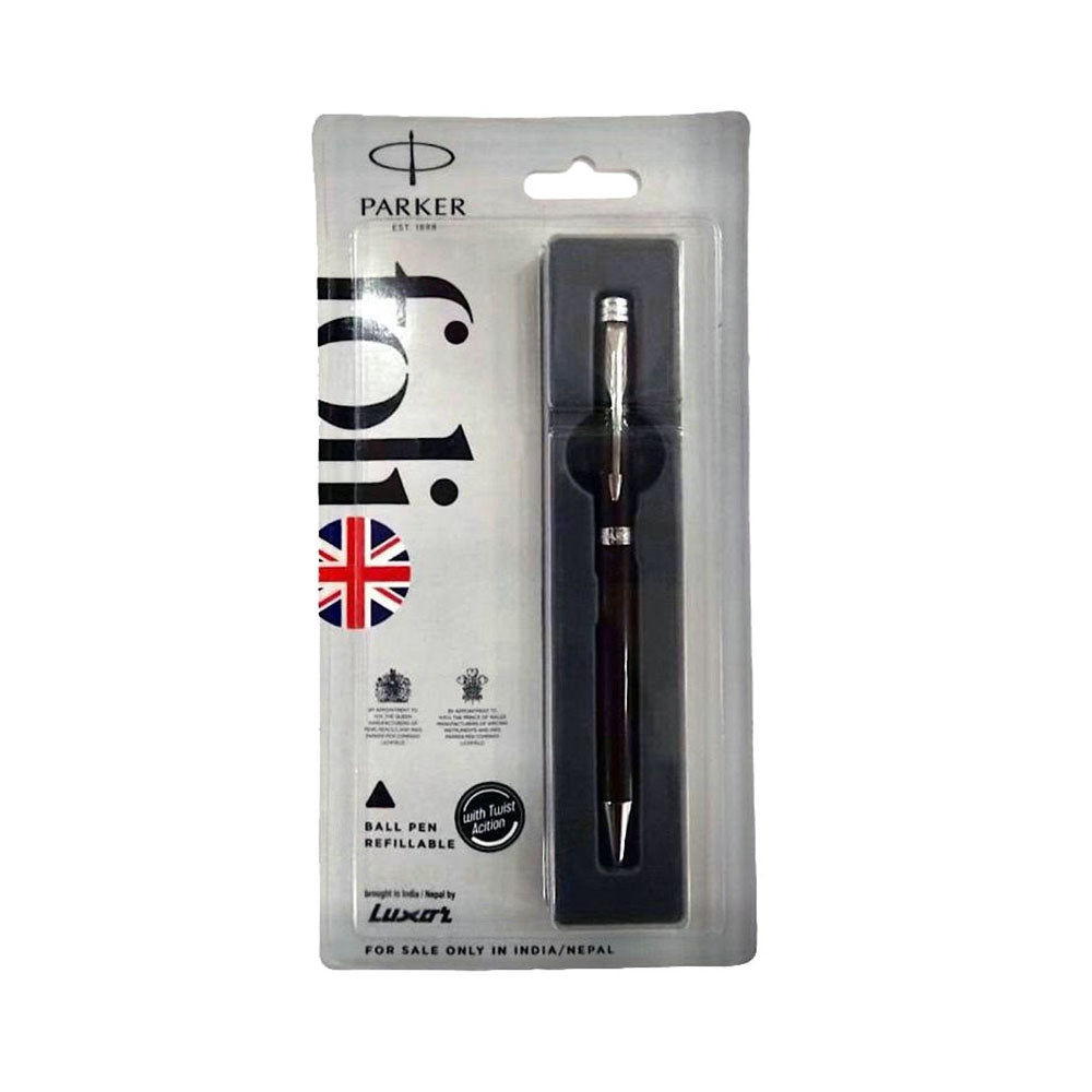 Parker Folio Standard Black Chrome Trim Ball Pen