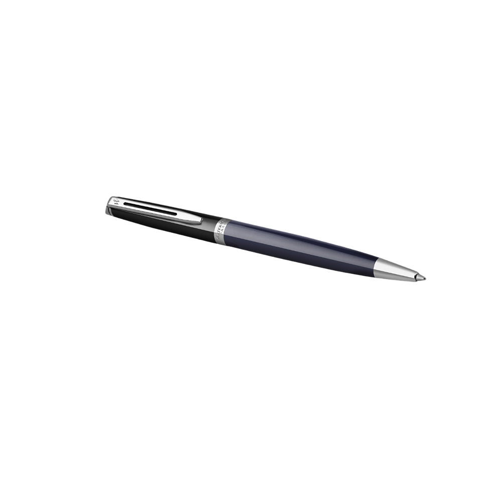 Waterman Hemisphere Colour Blocking Black & Blue Chrome Trim Ballpoint Pen
