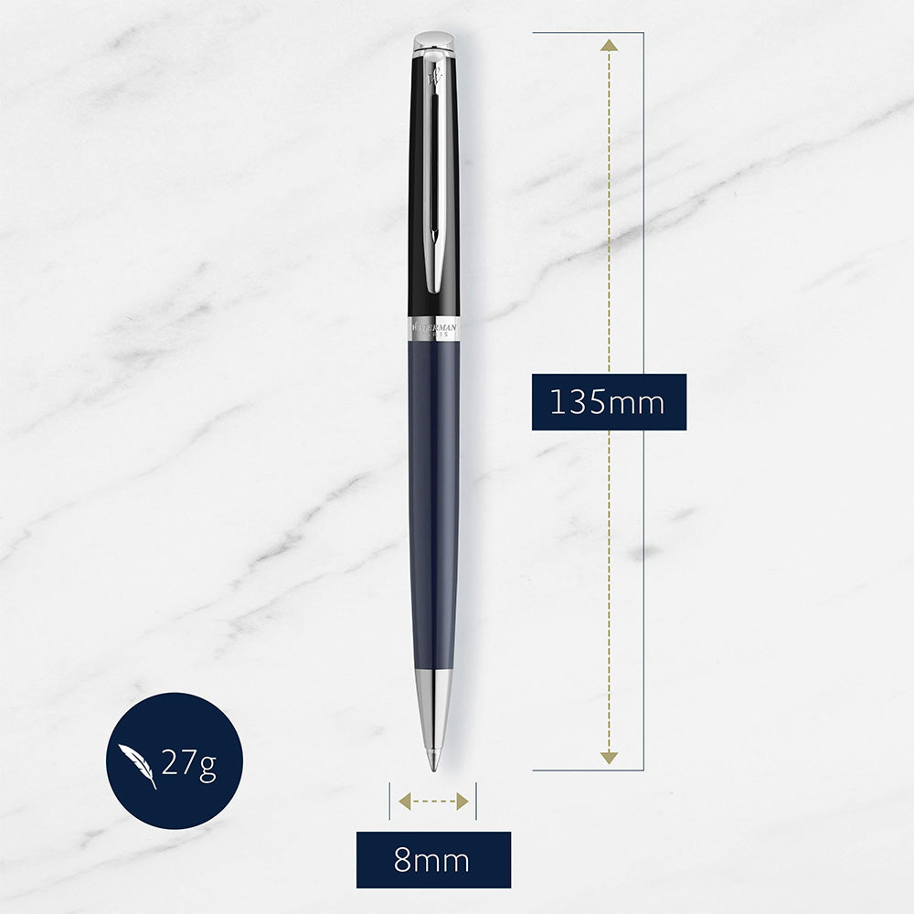 Waterman Hemisphere Colour Blocking Black & Blue Chrome Trim Ballpoint Pen