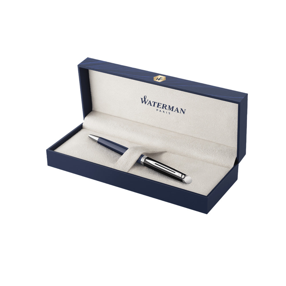 Waterman Hemisphere Colour Blocking Black & Blue Chrome Trim Ballpoint Pen