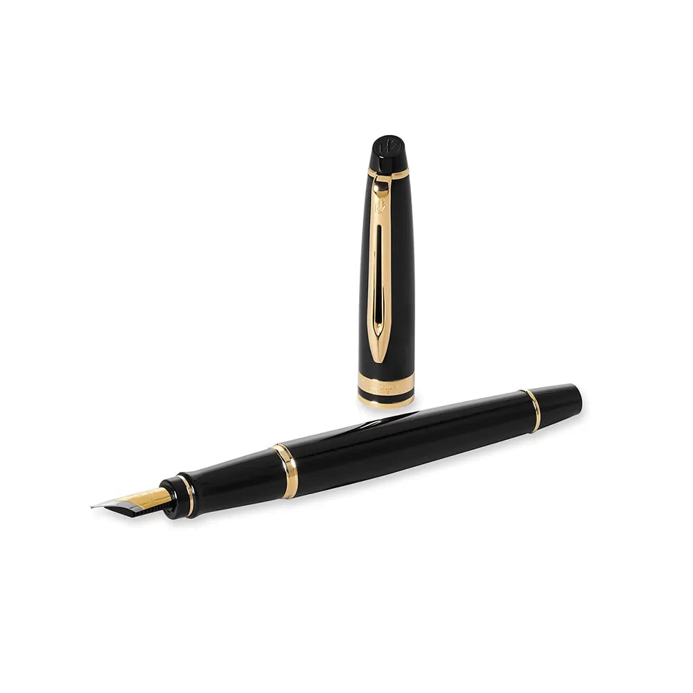 Waterman Expert Black Resin GT Fountain Pen – Stainless Steel Gold-Plated Nib