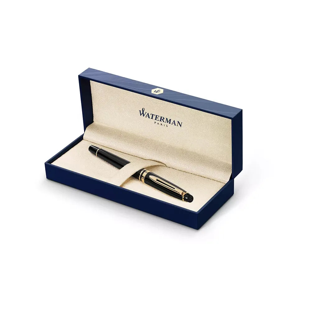 Waterman Expert Black Resin GT Fountain Pen – Stainless Steel Gold-Plated Nib
