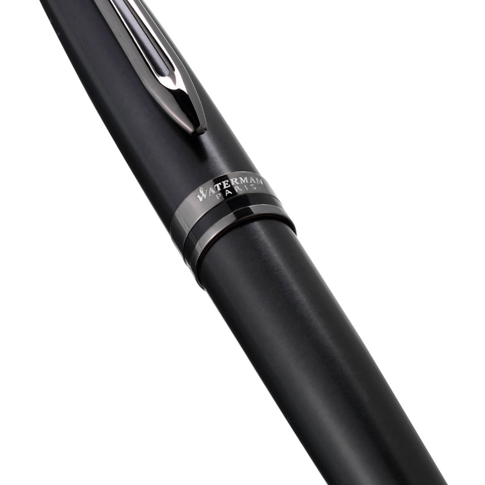 Waterman Expert Metallic Black with Ruthenium Trim Fountain Pen – Medium Nib