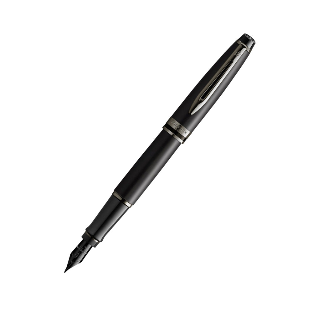 Waterman Expert Metallic Black with Ruthenium Trim Fountain Pen – Medium Nib