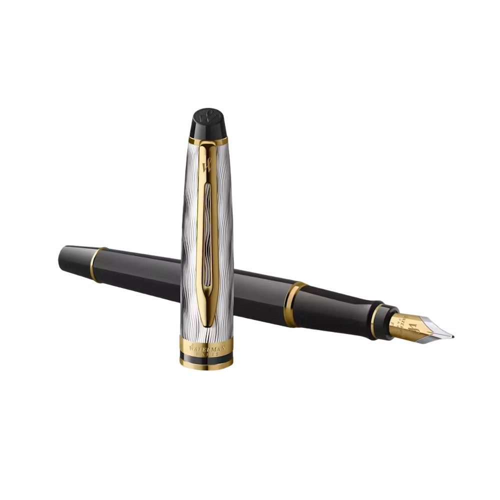 Waterman Expert Reflections of Paris Special Edition Deluxe Black with Gold Trim Fountain Pen - Fine Nib