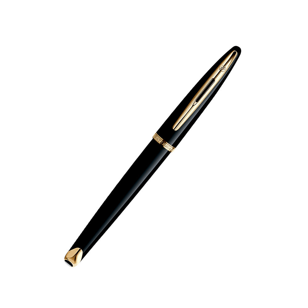 Waterman Carene Black Sea Gold Trim Fountain Pen - 18Kt Gold Rhodium-Plated Medium Nib