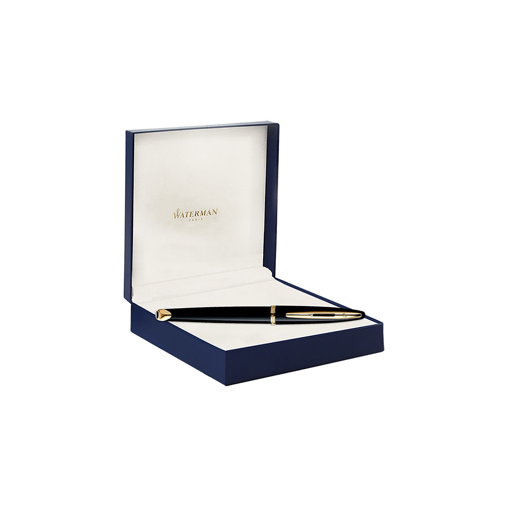Waterman Carene Black Sea Gold Trim Fountain Pen - 18Kt Gold Rhodium-Plated Medium Nib