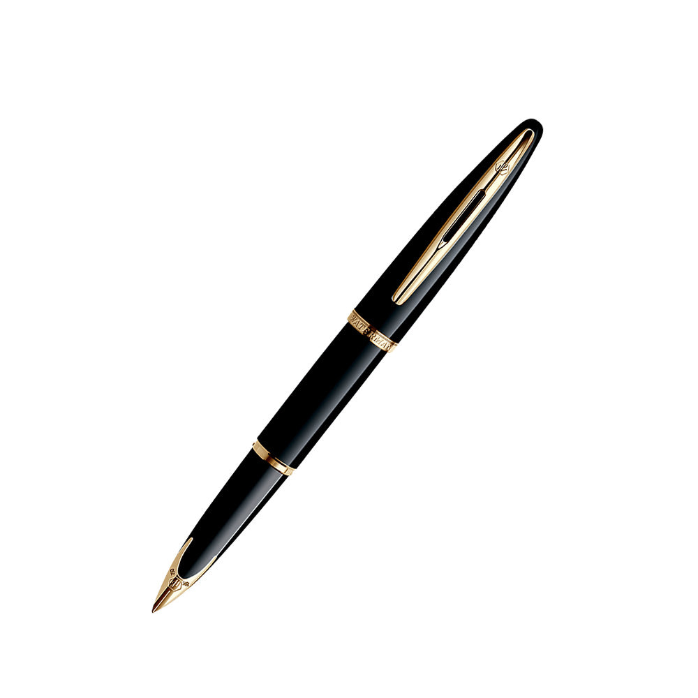 Waterman Carene Black Sea Gold Trim Fountain Pen - 18Kt Gold Rhodium-Plated Medium Nib