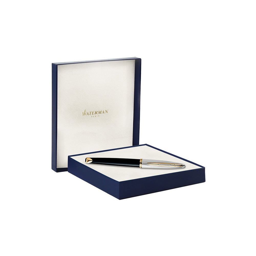 Waterman Carene Deluxe Black GT Fountain Pen – 18Kt Gold Fine Nib