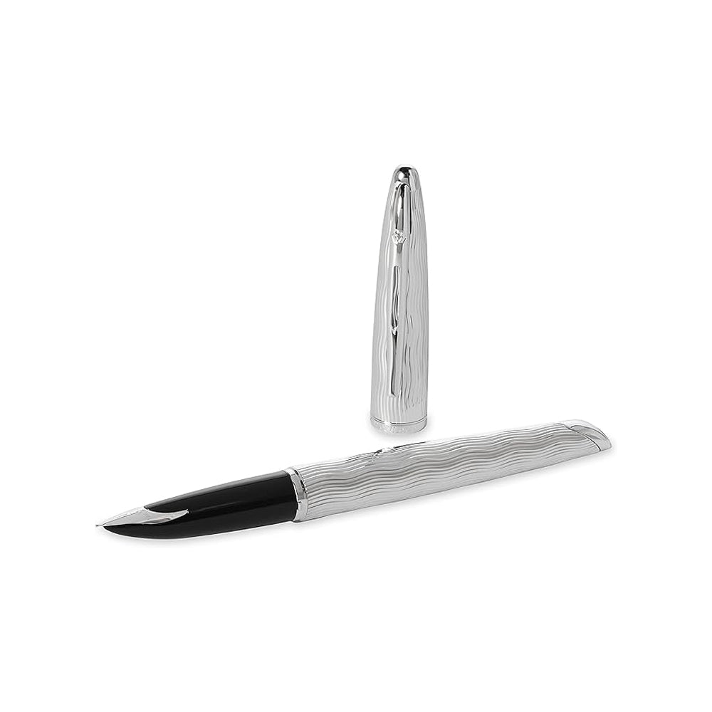 Waterman Carene Essential Silver with Silver Trim Fountain Pen - 18Kt Gold-Rhodium-Plated Medium Nib