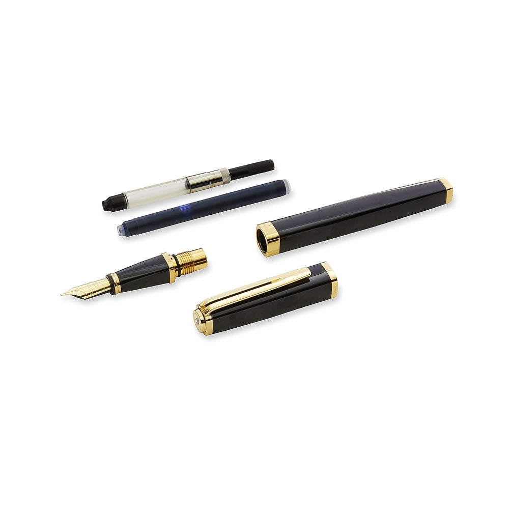 Waterman Exception Slim Black GT Fountain Pen - 18Kt Gold Fine Nib