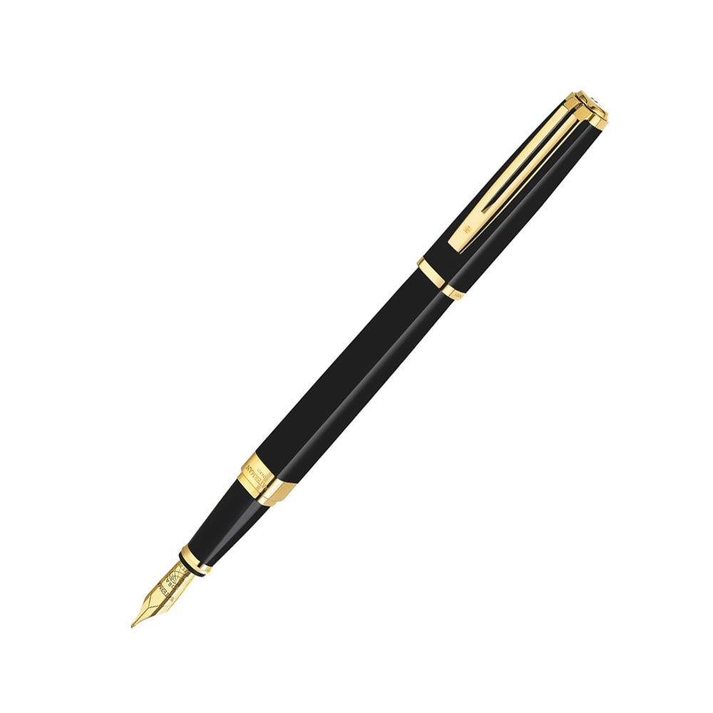 Waterman Exception Slim Black GT Fountain Pen - 18Kt Gold Fine Nib