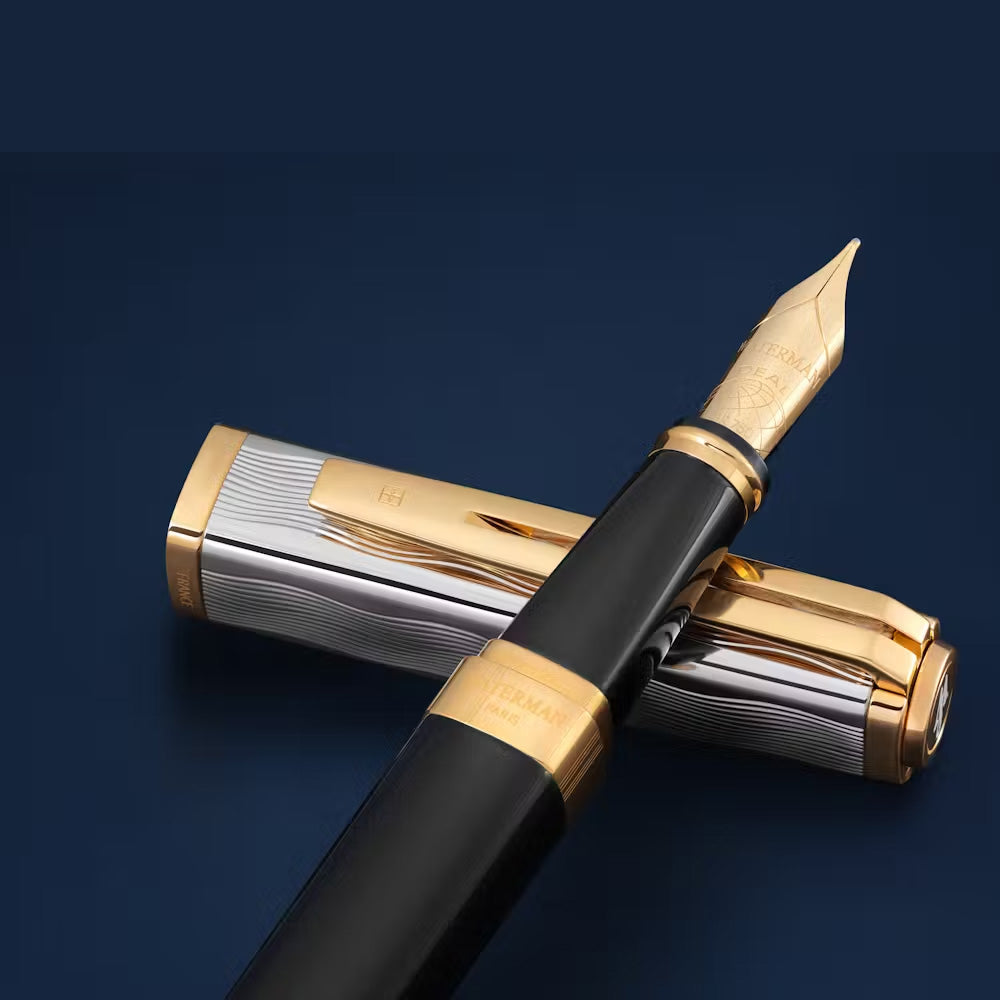 Waterman Exception Reflections of Paris Special Edition Deluxe Black Lacquer GT Fountain Pen - 18Kt Gold Fine Nib