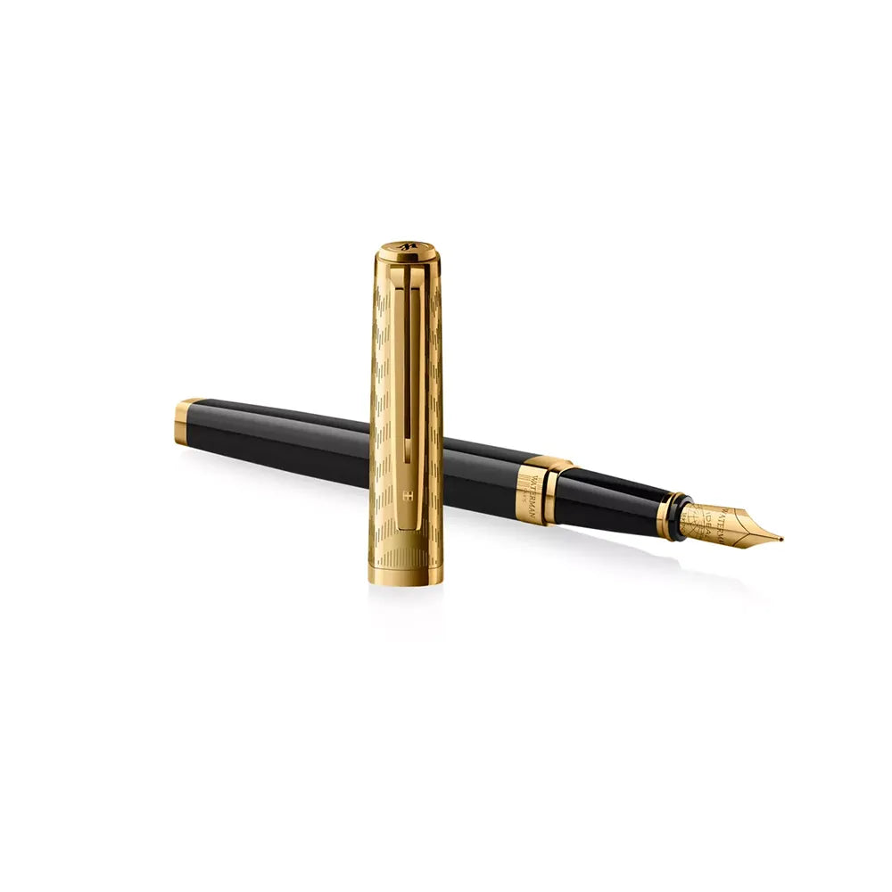 Waterman Exception Opera Special Edition Deluxe Black Lacquer with Gold-Plated Cap & Trim Fountain Pen - 18Kt Gold Nib