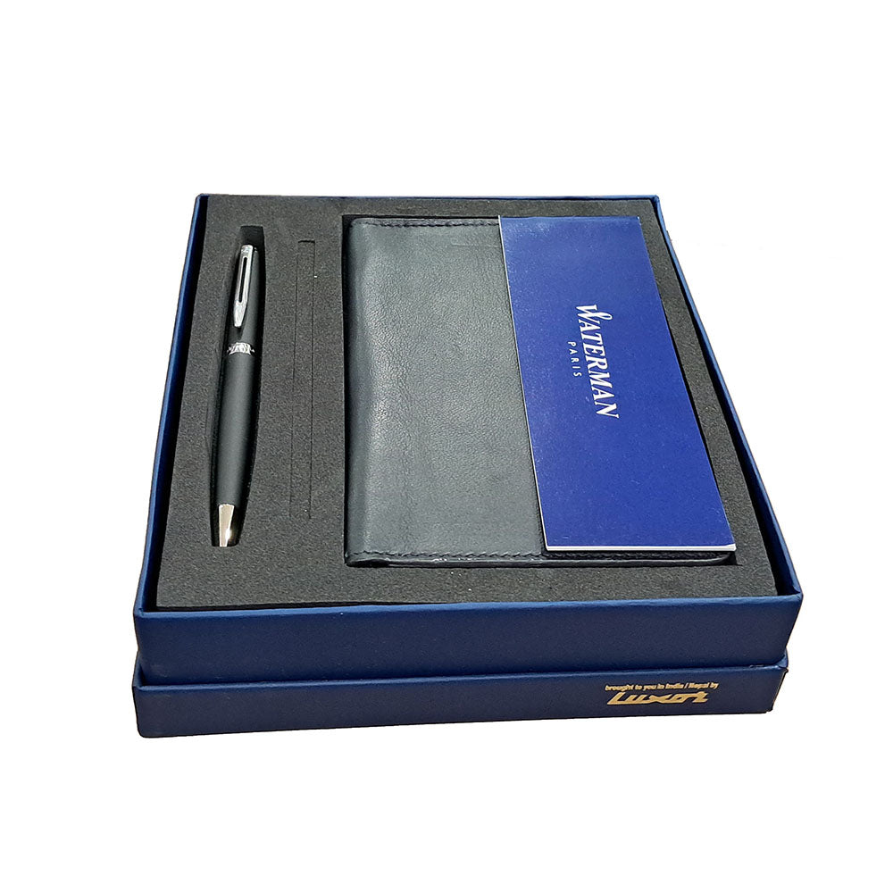 Waterman Hemisphere Matte Black CT Ball Pen with Passport Holder Free